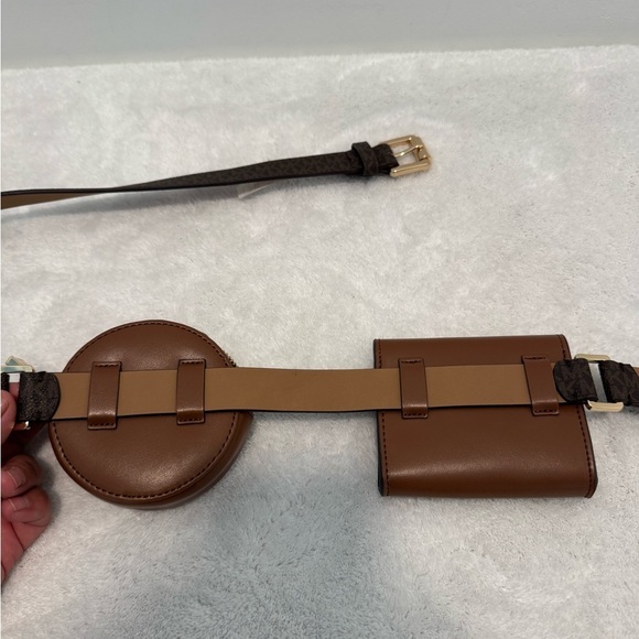 Michael Kors Double Utility Belt Bag MK Print Chocolate Brown NWT size L/XL - Picture 7 of 7